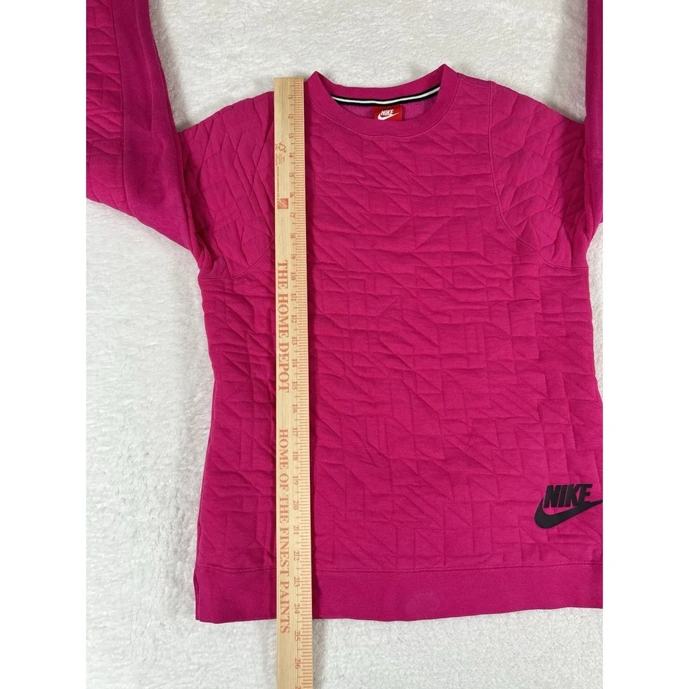 Nike AQ6367-621 Girl's Size XL Crew‎ Neck Fleece Quilted Sweatshirt Pockets Pink